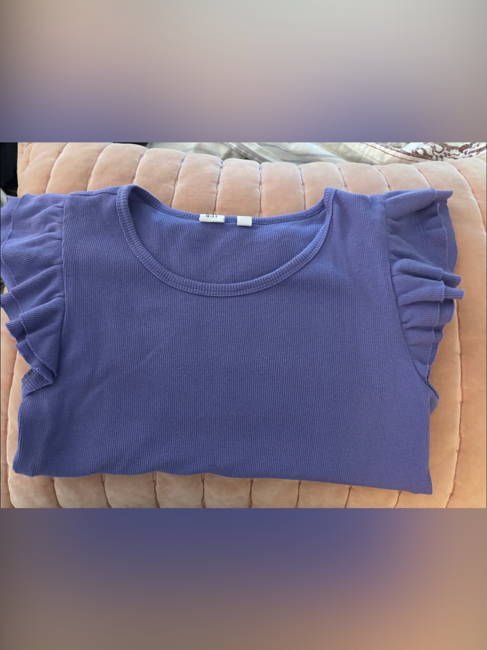 GAP Factory Purple Ruffled Sleeve Tank Top